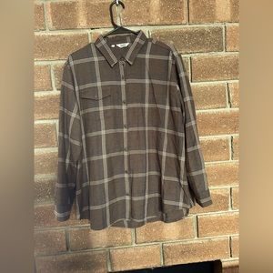 Women’s Bridge and Burn Bird Shirt in Brown Windowpane | Size XL